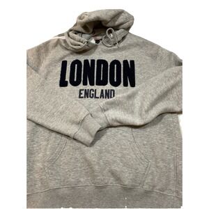 16SIXTY British Design "LONDON England" Pullover Hoody M Drawstring Gray L80